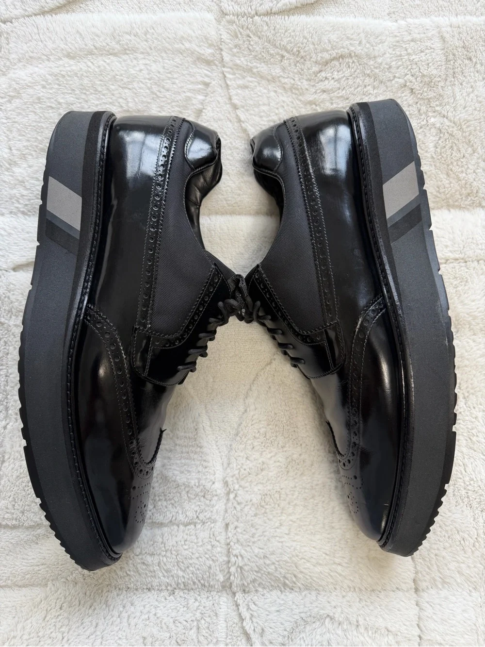 $1,150 Prada Men's Black Leather Platform Oxford Chunky Sole Brogues 11 12